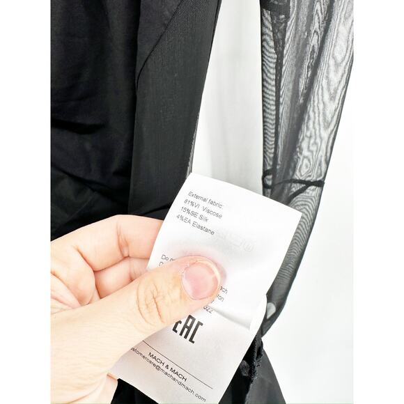 MACH & MACH Sheer Panel Mesh Cutout Turtleneck Minidress Black US 10 - Picture 5 of 5